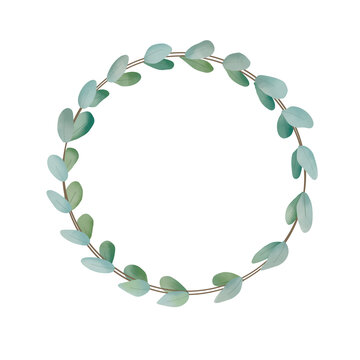 watercolor eucalyptus wreath on white background clip art preview