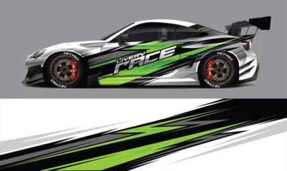 Rolgordijnen car livery design vector. Graphic abstract stripe racing background designs for wrap © susi
