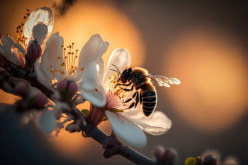 The Busy Bees of Manuka: A Close-Up Look at Honey Collection. Generative Ai