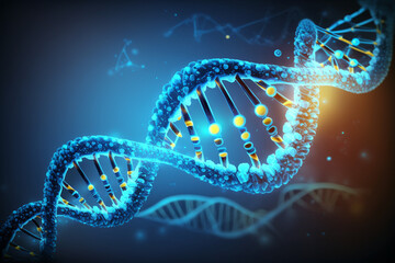 SPIRAL DNA HELIX STRAND STRUCTURE ILLUSTRATION, MOLECULAR BIOLOGY CONCEPT, GENERATIVE AI