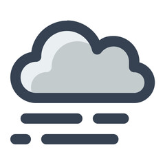 Cloud with fog in gray filled color icon. Foggy, smoke, cloudy, weather, climate