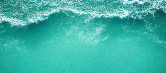 Fototapeta na wymiar Turquoise sea wave crashing against the coast, captured from a top-view perspective. ample copy space, making it the perfect layout concept for text and advertising. ai