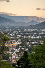 Beautiful view of the mountains of Oaxaca at sunset in Mexico.