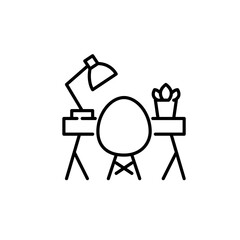 Fototapeta premium Cozy workplace for remote worker. Pixel perfect, editable stroke icon