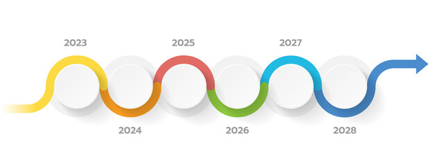 Infographic template for business. 6 Steps Modern Timeline diagram with progress circle topics, presentation vector infographic with PNG transparent background.