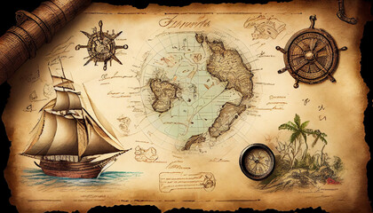 Fototapeta na wymiar pirate treasure map