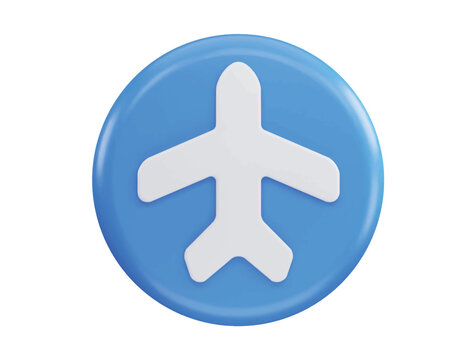 Airplane online check in button digital service passenger registration 3d rendering vector icon