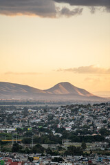 Beautiful view of the mountains of Oaxaca at sunset in Mexico.