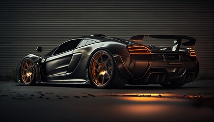 Obraz na płótnie Canvas Futuristic car, The vision of a modern car dark background, Generative AI