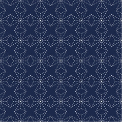 Abstract . Sashiko seamless pattern. line white on indigo background. design for pillow, print, fashion, clothing, fabric, gift wrap. Vector.