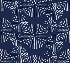 Fototapeta na wymiar Abstract . Sashiko seamless pattern. line white on indigo background. design for pillow, print, fashion, clothing, fabric, gift wrap. Vector.