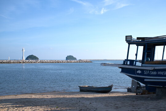 Famous viewpoint of Ao Manao bay and Ao Manao beach. Prachuap Khiri Khan, Thailand in 14th October 2019.