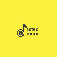 Retro music logo design illustration Round vintage old ancient yellow creative icon idea classic simple hipster custom minimalist flat style pictogram monogram vector symbol Melody Festival Poster