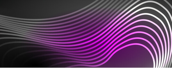 Techno neon wave lines, dynamic electric motion, speed concept. Templates for wallpaper, banner, background, landing page, wall art, invitation, prints
