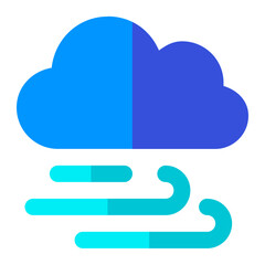 Windy and Cloudy in flat icon. Wind, cloud, summer, autumn, spring, season, weather