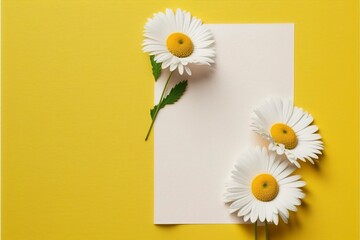 white sheet of paper with some chrysanthemums with Generative AI