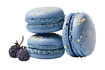A Group of Three Delicious Blueberry Macaroons Illustration Mockup - Generative AI