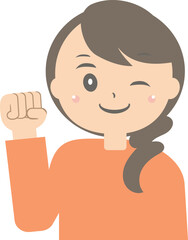 ガッツポーズする主婦