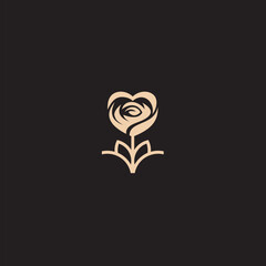 Rose line art logo vector was created in a simple style with delicate elements.