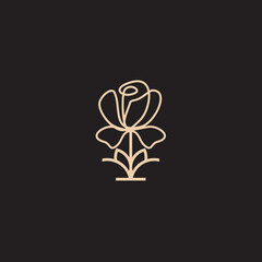 Rose line art logo vector was created in a simple style with delicate elements.