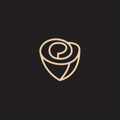 Rose line art logo vector was created in a simple style with delicate elements.
