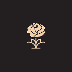 Rose line art logo vector was created in a simple style with delicate elements.