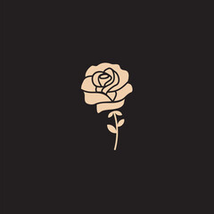 Rose line art logo vector was created in a simple style with delicate elements.