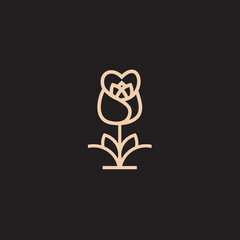 Rose line art logo vector was created in a simple style with delicate elements.