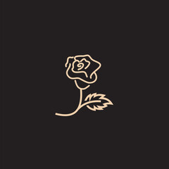 Rose line art logo vector was created in a simple style with delicate elements.