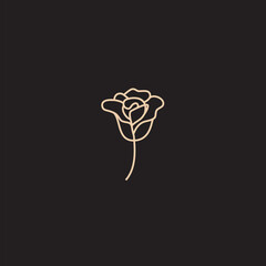 Rose line art logo vector was created in a simple style with delicate elements.