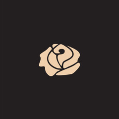 Rose line art logo vector was created in a simple style with delicate elements.
