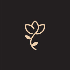 Rose line art logo vector was created in a simple style with delicate elements.