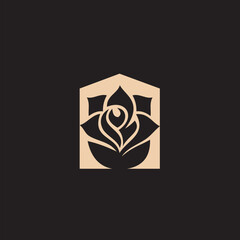 Rose line art logo vector was created in a simple style with delicate elements.