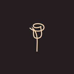 Rose line art logo vector was created in a simple style with delicate elements.