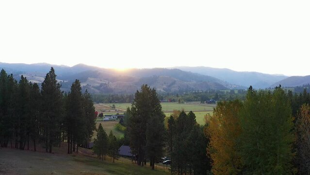 Flying over a beautiful valley sunrise in Darby, MT. Oct.22