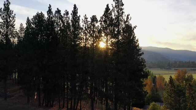 A beautiful sunrise in the Bitterroot Valley of Montana,