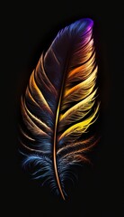 neon color bird feather with Generative AI
