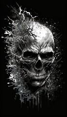 white skull on a black background with Generative AI