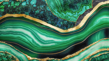 Abstract Background, Stone texture, malachite, green, generative ai 01 - obrazy, fototapety, plakaty