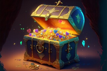 宝箱 金貨 宝石 宝 貨幣 財宝 高価 豪華 金 ゴージャス, generative ai