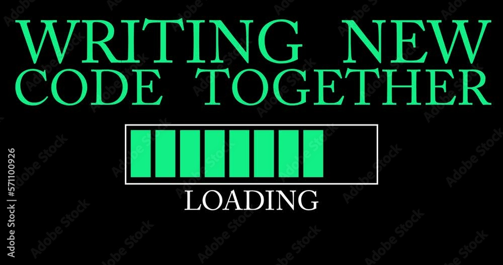 Poster writing new code together text with loading, downloading, uploading bar indicator. download, upload 