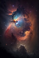 Obraz na płótnie Canvas colourful nebula full of stars with Generative AI