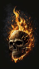 burning skull with Generative AI