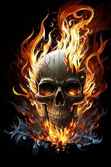 burning skull with Generative AI