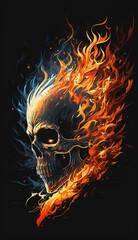 burning skull with Generative AI