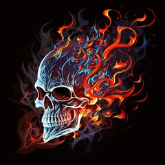 burning skull with Generative AI