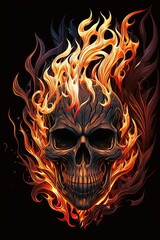 burning skull with Generative AI