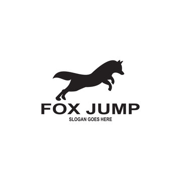 jumping fox illustration logo design
