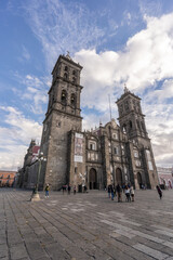 The beautiful Basilica Cathedral of Puebla in Mexico.