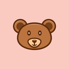 Smile Cute Head Bear Logo